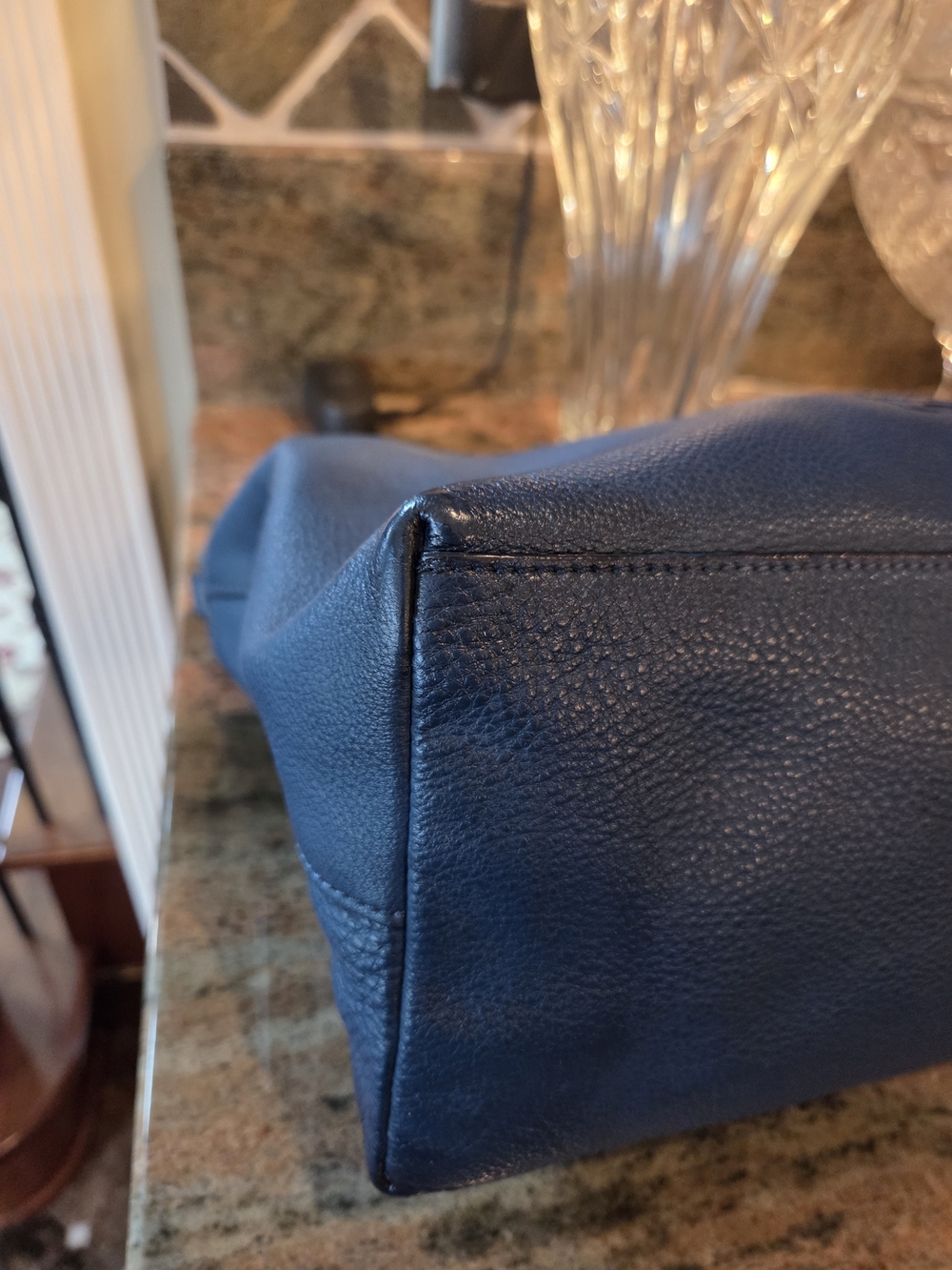 Tory Burch Navy Leather Shoulder Bag with Small Wallet - Picture 6 of 8